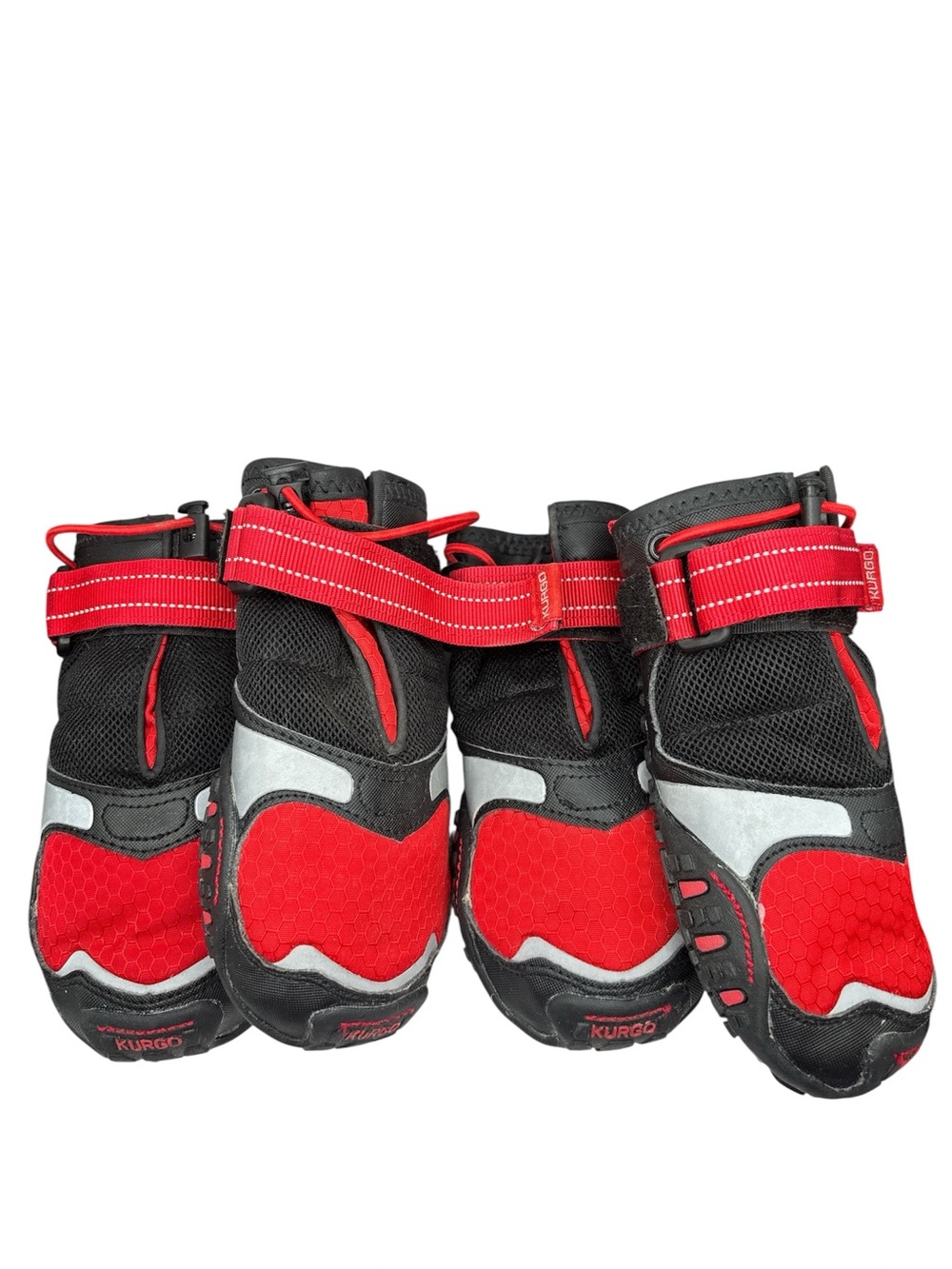 Kurgo Hi-Paw Dog Boots Red Black Reflective All-Terrain Size Medium Set of 4.